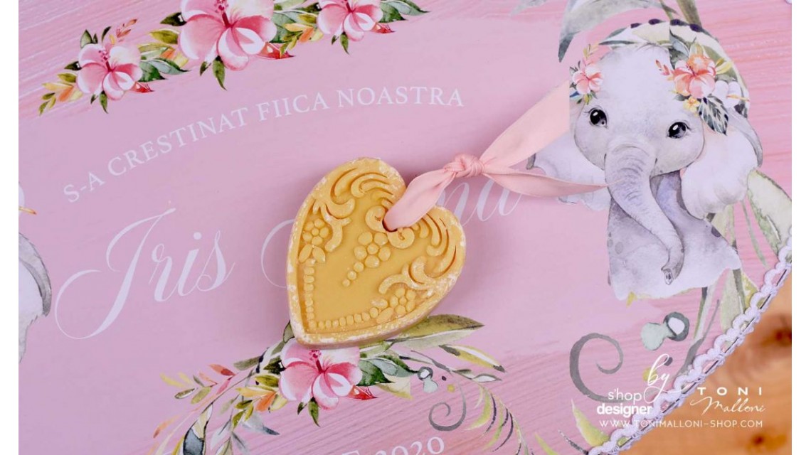 Trusou de botez cu elefantica si flori tropicale Elephant Baby Girl 11